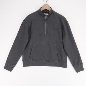 Pact 1/4 Zip Sweatshirt Womens M Gray Heather Thumbholes Organic Mock Neck